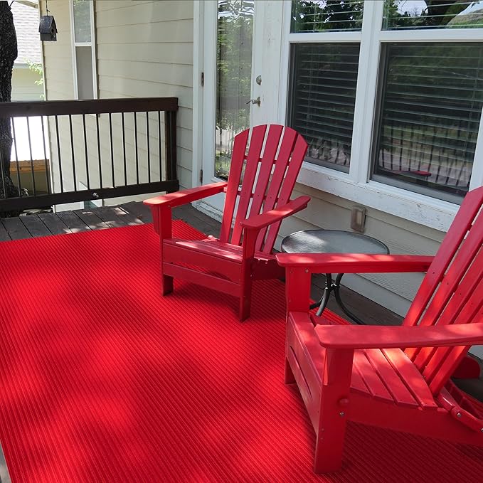 Ottomanson 3'11" x 44' Hallway Runner with Scraper Pile - Extra Durable Non-Slip Rug Mat for Indoor & Outdoor Use - Ideal for Kitchen, Entryway & Garage - High-Traffic Carpet, Red