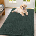 Smiry Dog Door Mat for Muddy Paws 47x32, Absorbent Dirt Trapper, Non-Slip Washable Chenille Entryway Rug for Inside Floor, Green, Classic Solid
