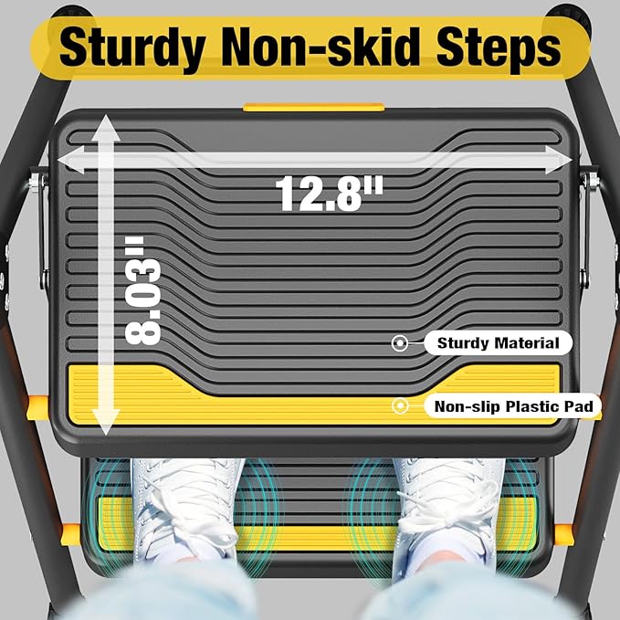 Urackify 2 Step Ladder, Heavy-Duty Pass 800lb Capacity Test, Wide Anti-Slip Steps & Secure Handrail Compact, Folding Step Stool Portable Design for Home, Kitchen, Office, Pantry, Closet Use, Black