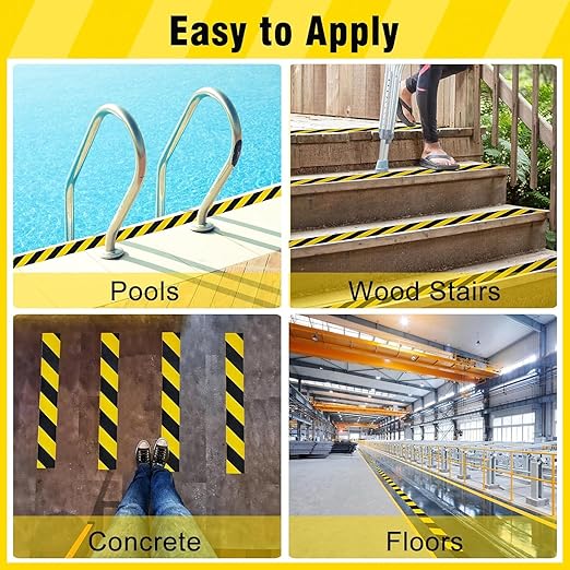 COSIMIXO 12" x 35Ft Black&Yellow Heavy Duty Anti Slip Tape for Stairs Outdoor/Indoor Waterproof Grip Tape Safety Non Skid Roll for Stair Steps Traction Tread Staircases Non Slip Strips
