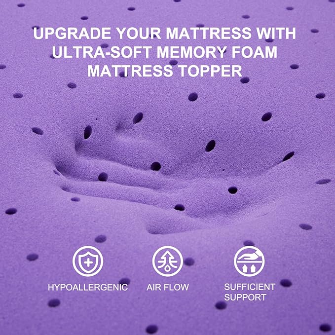 SINWEEK 3 Inch Gel Memory Foam Mattress Topper Ventilated Soft Pressure Relieve Mattress Pad, Breathable Bed Topper, CertiPUR-US Certified, California King Size