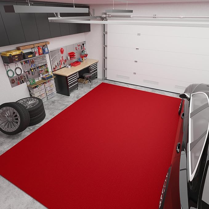 Ottomanson 6'6" x 54' Hallway Runner with Scraper Pile Extra Durable Non-Slip Rug Mat for Indoor & Outdoor Use - Ideal for Kitchen, Entryway, Patio & Garage - High-Traffic Carpet, Red