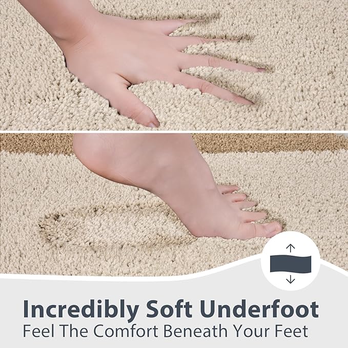 anllugs Bathroom Rugs U-Shaped 20" x 24", Non-Slip Extra Soft Absorbent Bath Rugs, Machine Washable Quick Dry Bath Mats for Toilet Base, Beige & Grayish Brown