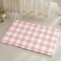 TYUU Waffle Bath Mat, Boho Bathroom Rugs Non Slip Washable Absorbent Checkered Bathroom Mat Quick Dry Cute Bath Mat, 30"x20" Pink and White
