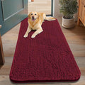 Smiry Dog Door Mat for Muddy Paws 48x30, Absorbent Dirt Trapper, Non-Slip Washable Chenille Entryway Rug for Inside Floor, Burgundy, Classic Solid