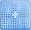 Yimobra Shower Stall Mat Non Slip, 21X21 Inch, Soft Square Bath Mat for Shower with Suction Cups and Drain Holes, Stall Floor Mats for Bathroom, Machine Washable, Bathroom Accessories, Clear Blue