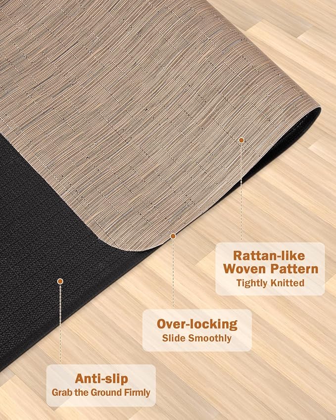 Blvornl Office Chair Mat for Hardwood Floor, 50"*63" Desk Computer Chair Mat for Hard Wood, Large Anti-Slip Hard Floor Protector for Rolling Chair, PVC Desk Rug for Office Red Brown