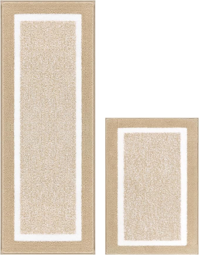 Pauwer Bathroom Rugs Sets 2 Piece, Non Slip Bath Mats for Bathroom, Absorbent Bath Rugs Floor Mat, Machine Washable Shower Rugs for Bath Floor, Tub and Shower