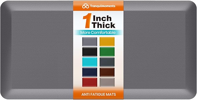Kitchen Mats for Floor, 1 Inch Extra-Thick Kitchen Rugs, Non-Slip & Waterproof Standing Desk Mat, Comfort Anti Fatigue Mats for Kitchen Floor, Home, Sink, Office (20" X 32", Grey)