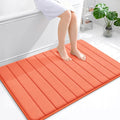 OLANLY Memory Foam Bath Mat 44x32, Super Soft Absorbent Bathroom Rugs, Quick Dry, Machine Washable Shower Floor Rugs, Bathmat Carpet, Bathroom Home Decor Accessories, Coral