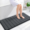 OLANLY Memory Foam Long Bathroom Rugs Runner 44x20, Super Soft Absorbent Bath Mat, Quick Dry, Machine Washable Shower Floor Rugs, Bathmat Carpet, Bathroom Home Decor Accessories, Dark Gray