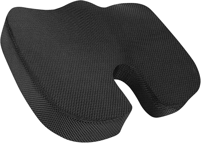 Amazon Basics Comfortable Seat Cushion for Office Chairs, Enhanced Memory Foam with Cooling Gel, Non-Slip, Long Sitting Support, Black