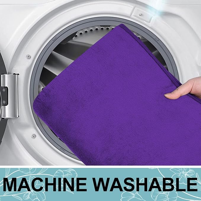 Smiry Memory Foam Bath Mat 24x16, Extra Soft and Absorbent Bathroom Mats, Non Slip Washable Carpet for Floor, Shower and Tub, Deep Purple