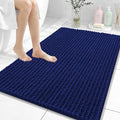 OLANLY Bathroom Rug Mat 40x32, Thick Soft and Absorbent Chenille Bath Mat, Non-Slip Rubber Backing, Machine Washable Quick Dry Bath Rugs for Tub Shower Floor, Home Decor Accessories, Navy Blue