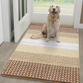 Kitinjoy Indoor Outdoor Door Mat, 48x30 Non-Slip Absorbent Dirt Trapper, Low-Profile Washable Inside Entrance Front Floor Mat, Sturdy Soft Entry Dotted Ombre Doormats for Entryway, Light Brown