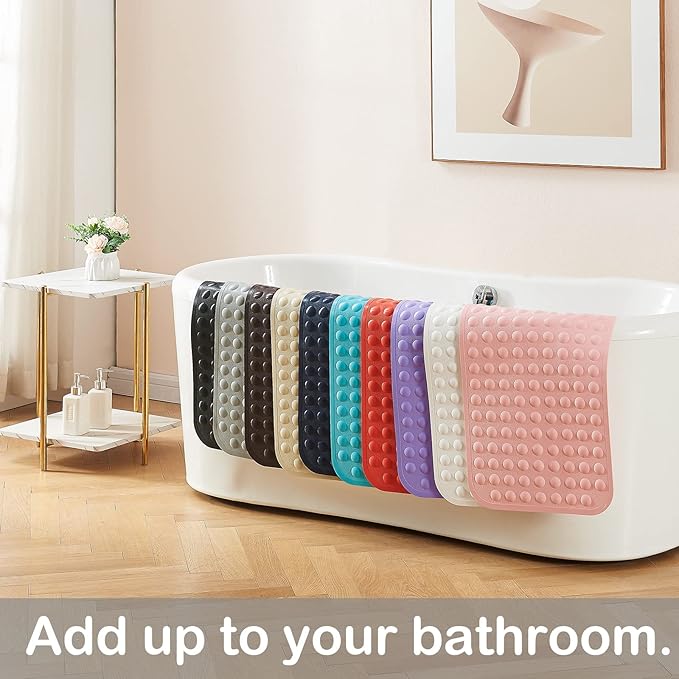 Yanzifly Bathtub Mat Non Slip Bath Mat for Tub Silicone Soft Bath Tub Mat Non Slip Shower Mats, Suction Cups Bath Tub Anti Slip Matt for Family Use, Machine Washable- Brown
