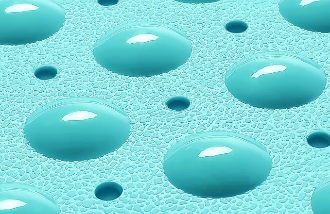 Extra-Long Non-Slip Bathtub & Shower Mat 39”x16” (Smooth/Non-Textured Tubs Only) Safe, Clean, Machine-Washable, Superior Grip&Drainage, Vinyl, Opaque Turquoise/Green-Blue