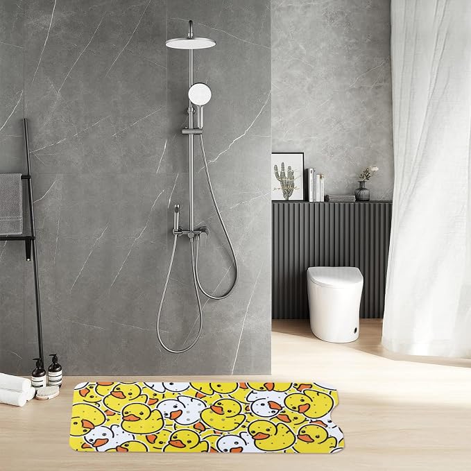 Bath Mat for Tub Non Slip Baby Kids Bathtub Mat Extra Long 40X16 Inch Toddler Shower Mat Anti Slip with Suction Cups & Drain Holes, Machine Washable,Duck