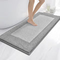 anllugs Bathroom Rugs 24" x 60", Non-Slip Extra Soft Absorbent Bath Rugs, Machine Washable Quick Dry Bath Mats for Bathroom Floor, Shower, Bathtub and Sink, Light Grey & Grey