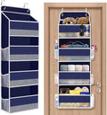 SpaceHacks 1 Pack Over The Door Organizer, Hanging Storage Organizer with Clear Window, 40lb Ultra Sturdy Large Capacity Room Organizer for Pantry Laundry Bathroom Nursery Closet (Blue)