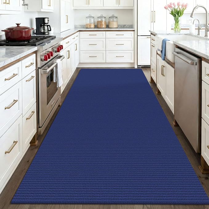 KOZYFLY Washable 4x6 Entry Woven Area Rug, Braided Throw Rugs for Entryway, Non Slip Door Mat Indoor Entrance, Front Porch Carpet for Foyer, Kitchen, Bedroom, Living Room, Royal Blue/Navy