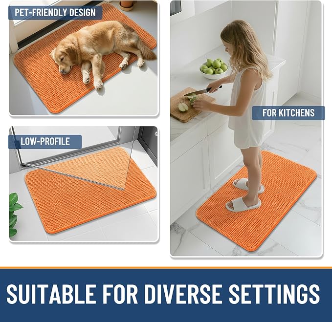 Arotive Bathroom Rugs 24" x 16", Ultra Soft Absorbent Chenille Bath Rugs, Non-Slip Rubber Backing, Machine Washable Bath Mats for Bathroom Floor, Tub and Shower, Home Decor Accessories, Coral