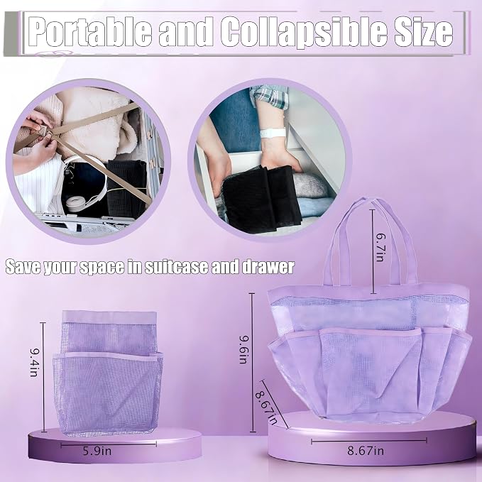 Attmu Mesh Shower Caddy Portable, Quick Dry Hanging Shower Tote Bag for College Dorm Room Essentials, Large Capacity Caddy Dorm for Bathroom Gym Swimming