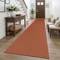 KOZYFLY Orange 2.5'x16' Runners Rugs for Hallway, Extra Long Washable Runner Rug, Woven Non Slip Kitchen Runner, Cotton Entryway Rug, Floor Carpet for Entry, Aisle, Hall, Burnt Orange/Tan