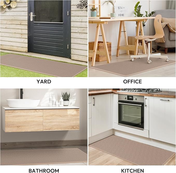 Kitchen Mats for Floor,Kitchen Rug, Nonskid, Washable, Absorbent Kitchen Runner Rug for in front of Sink, Entryway, Hallway, Rubber Backing Indoor Door Mat, Farmhouse Style Standing Mat, 20"x47",Brown