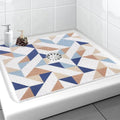 Square Shower Mat, Yonala 27 x 27 Inch Stylish Non Slip Shower Mats for Inside Shower with Central Drain Hole, Soft Trimmable PVC Loofah Anti Slip Shower Mat for Walk in Shower Stall, Quick Drying
