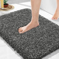 Yimobra Bathroom Rugs Non Slip Washable, Ultra Soft and Water Absorbent Bath Mats, Plush Fluffy Shower Mat Outside, Microfiber Thick Matts for Bathroom Floor/Sink, 24X17, Light Gray and Black Gray
