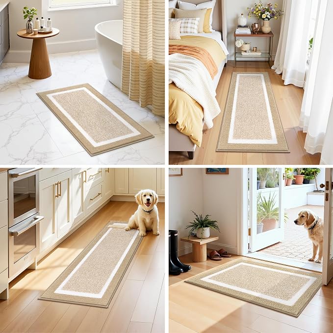 Pauwer Bathroom Rugs Sets 3 Piece Bathroom Shower Rugs with U-Shaped Contour Toilet Mat Absorbent Microfiber Plush Bath Mats Non Slip Bath Rugs Machine Washable Shaggy Bath Floor Mats