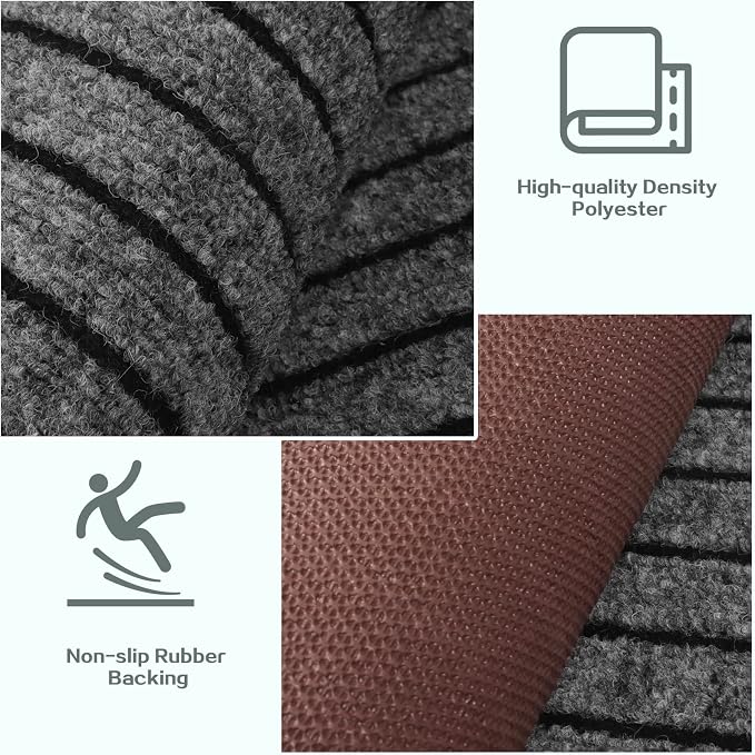Custom Size Runner Rug 3 ft x 67 ft, 2-82ft Carpet Runners Hallway Entryway Kitchen Garage Laundry Room Area Rugs with Non-Slip Rubber Backing, Gray with Black Stripe