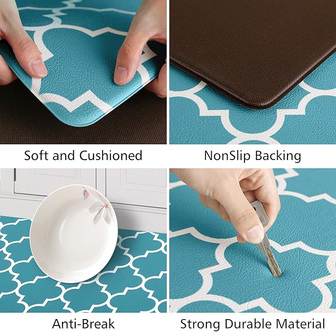 KMAT Kitchen Mat [2 PCS] Cushioned Anti-Fatigue Kitchen Rug, Waterproof Non-Slip Mats and Rugs Heavy Duty PVC Ergonomic Comfort Standing Foam Mat for Kitchen, Floor Home, Office, Sink, Laundry