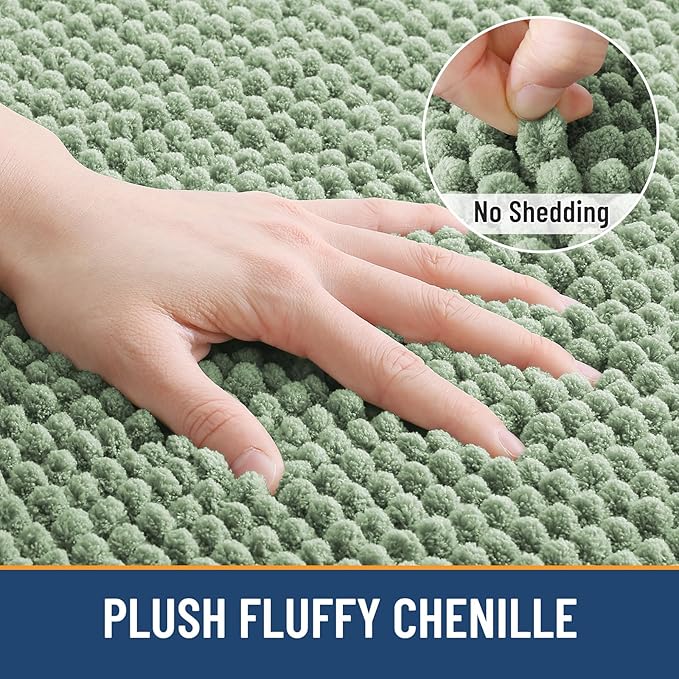 Arotive Bathroom Rugs 47" x 24", Ultra Soft Absorbent Chenille Bath Rugs, Non-Slip Rubber Backing, Machine Washable Bath Mats for Bathroom Floor, Tub and Shower, Home Decor Accessories, Sage Green