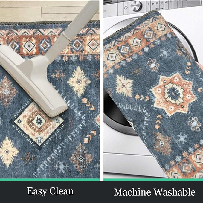 HEBE Boho Kitchen Rug Sets 3 Piece with Runner Non Slip Kitchen Rugs and Mats Washable Kitchen Mats for Floor Thick Kitchen Floor Mat Carpet Runner Rugs for Hallway Laundry Holiday Decor