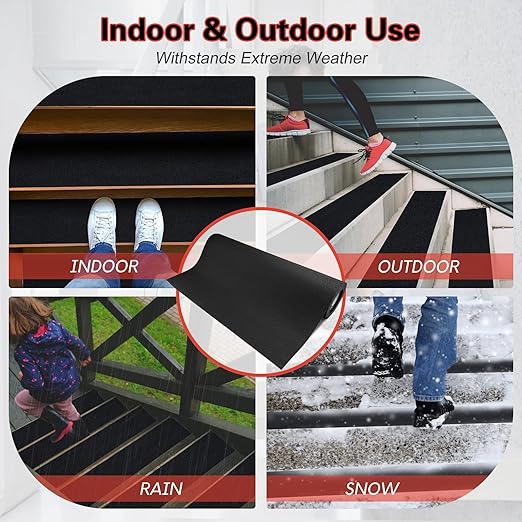S&X Anti Slip Tape 24" x 40 FT Wide Non Skid Roll – High Traction Grip Tape Friction Abrasive Adhesive for Stairs Steps Ramps Boats Outdoor Waterproof