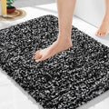 Yimobra Black and White Bathroom Rugs Non Slip Washable, Ultra Soft and Water Absorbent Bath Mats, Plush Fluffy Shower Mat Outside, Microfiber Thick Matts for Bathroom Floor/Sink, 24x17