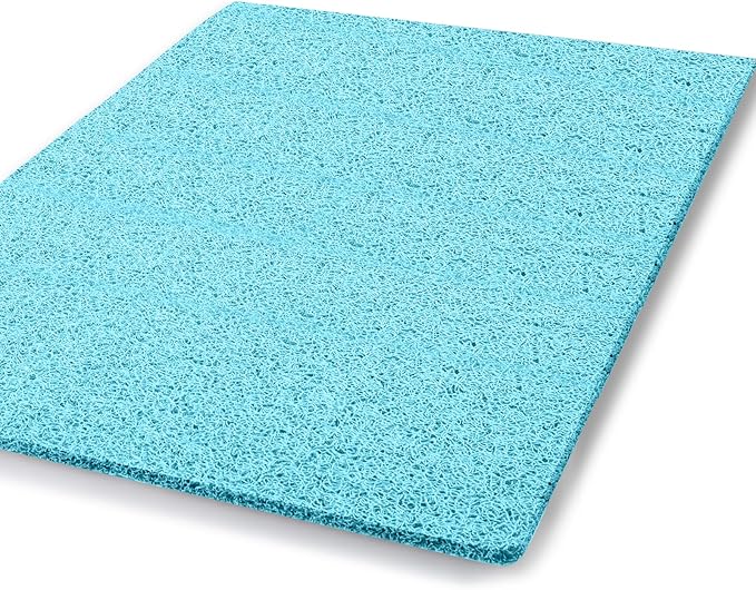 godehone Shower Mats Non Slip Without Suction Cups, PVC Loofah Bathroom Mats, Loofah Mats for Shower and Bathroom, Quick Drying, 23.6× 34.6 Inch, Turquoise Blue