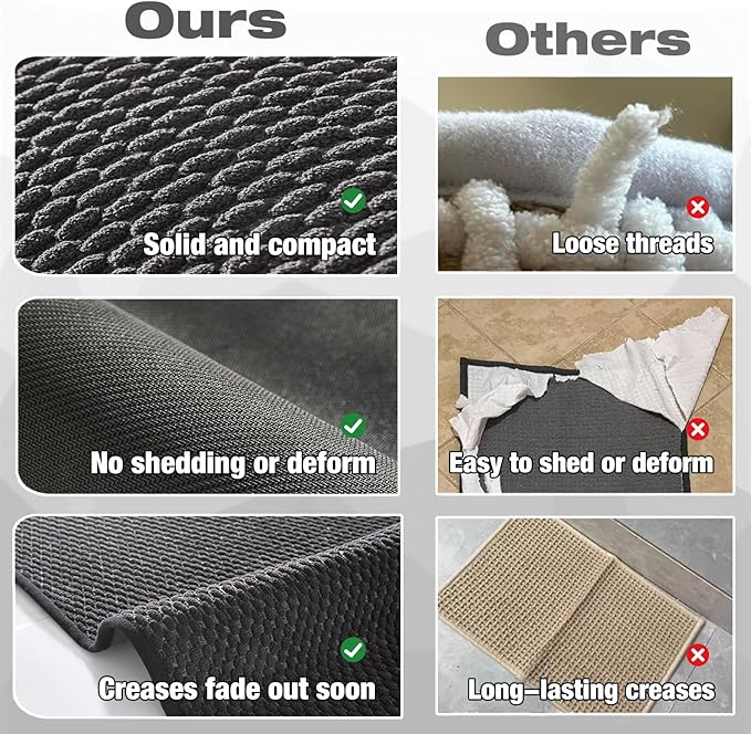 TYUU Bathroom Rugs Non Slip Washable, Super Absorbent Thin Bath Mat Small Quick Dry Low Pile Bathroom Rug, Dark Grey 16"x24"