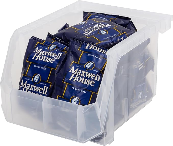 ReadySpace Plastic Containers for Organizing and Storage Bins for Drawers, Desks, Office Organization, and Garage, Stackable Bins, Medium-Tall (7" x 11" x 8"), 4-Pack, Black