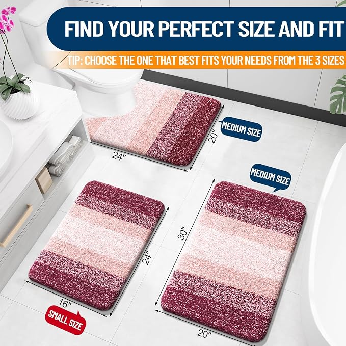 OLANLY Bathroom Rugs Mat 30x20, Extra Soft Absorbent Microfiber Bath Rugs, Rubber Backing, Quick Dry, Machine Washable Bath Mats for Bathroom Floor, Tub and Shower, Home Decor Accessories, Red