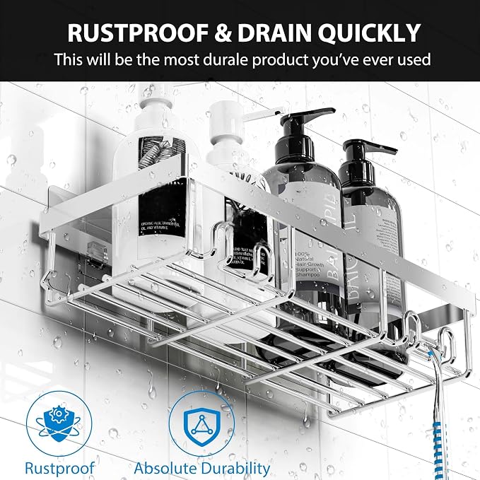 Moforoco Adhesive Shower Caddy Organizer Shelves Rack - 5 Pack Corner Bathroom Storage Organization, Home & Kitchen Decor Inside RV Accessories, Hanging First Apartment Household Camper Essentials