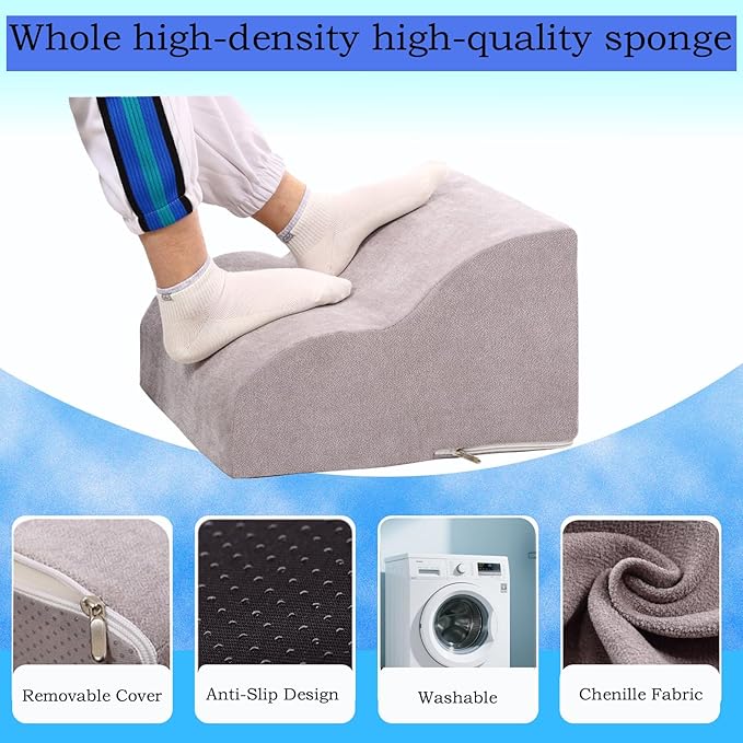 Foot Rest for Under Desk at Work.Multifunctional 3-Tier Foot Stool,with Washable Footrest.for Under Desk,Office Chair Gaming Chair & Sofa,Leg Elevation Pillow,Supports Posture-Light Grey
