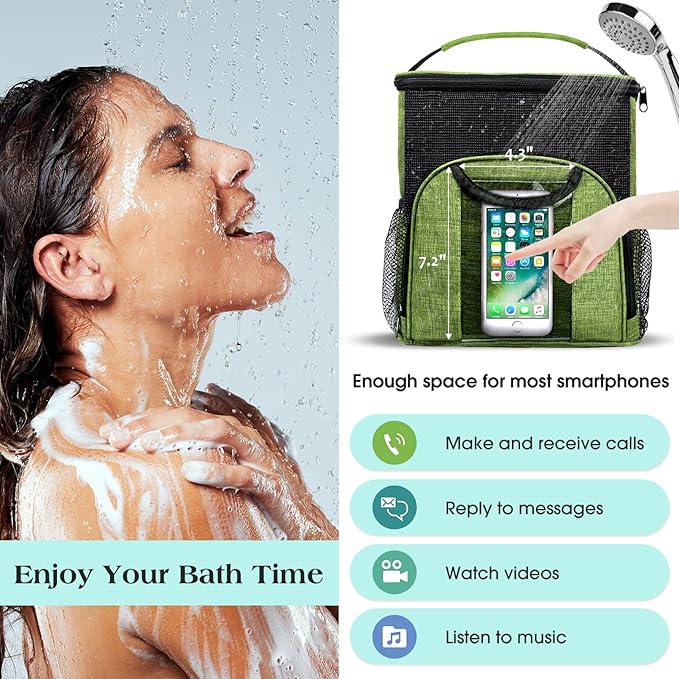Attmu Portable Shower Caddy College Tote Bag, Quick Dry Hanging Toiletry Bag, Large Capacity Mesh Shower Caddy Portable for College Dorm Room Essentials for Boys and Girls for Bath Camping (Green)