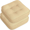 GOFORIT Memory Foam Cushion，Square Seat Cushions for Dining Chairs,Non-Slip Chair Pads with Removable Cover, 16'' x 16'', 2 Pack,Khaki