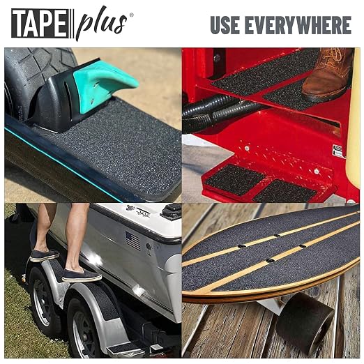 TapePlus Grip Tape for Stairs - 4 in x 40 ft, Black - 80-Grit Waterproof Traction Tape for Indoor & Outdoor Steps - Tread & Traction Strips for Steps
