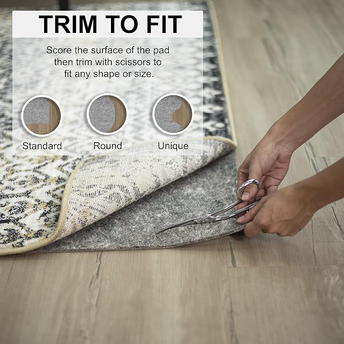 Mohawk Home Non Slip Rug Pad 6' Round - 1/2" Thick Felt + Latex Rubber Gripper - Dual Surface Cushion for Hardwood, Carpet, Tile Floors, Made in USA