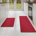 YDKGL Kitchen Rugs and Mats Non Skid Washable Set of 2 PCS, Absorbent Runner Rugs for Kitchen, Front of Sink, Kitchen Mats for Floor, Red 17x30+17x47