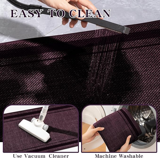 chakme Bathroom Rugs Mat 24x17, Ultra Thin Non Slip Bath Mat Small Quick Dry Absorbent Bath Mat for Bathroom Floor, (Dark Purple, 24"x17")